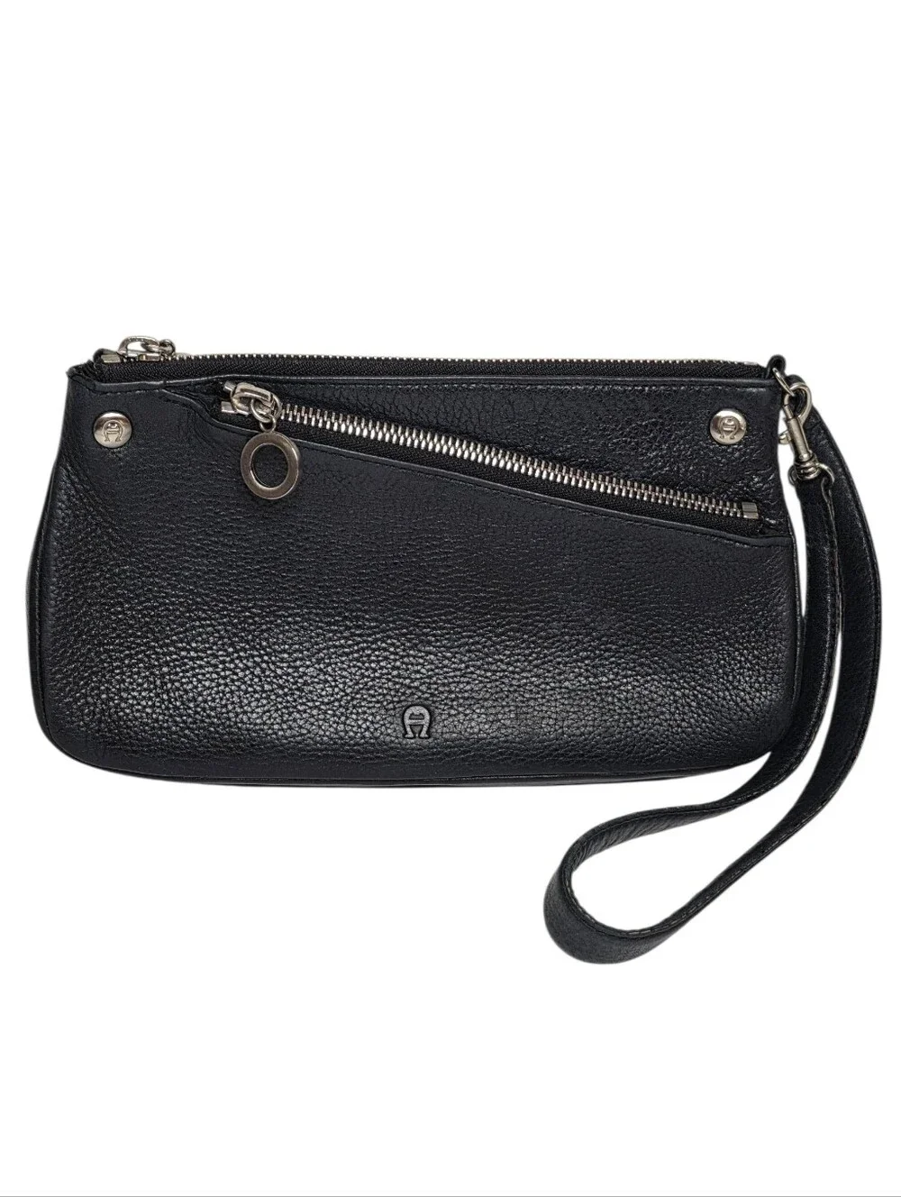 Etienne Aigner Wristlet Black Leather Mini Bag Clutch Designer Vintage Purses